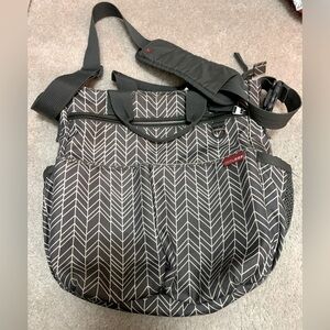 Skip hop grey diaper bag herringbone pattern